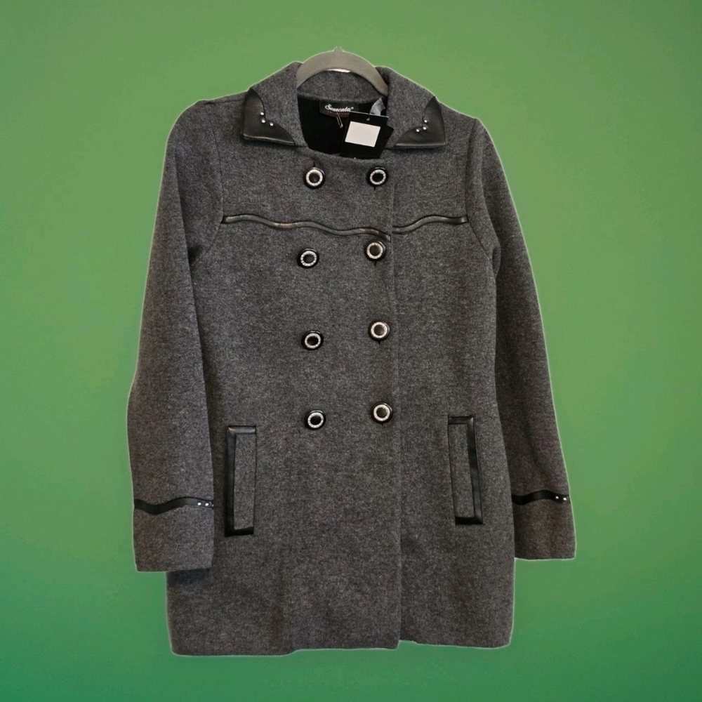 Chic Double-Breasted Gray Pea Coat